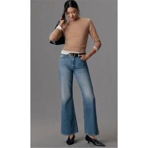 Mother The Bookie Flood Wide Leg Jeans Deans List Wash Blue Cotton Size 29 New